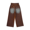 Rust Oil Slick Iridescent Wide Leg Denim Pants with Sash Belt