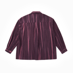 Vertical Stripe Button Up – Deep Burgundy & Rose, Relaxed Fit