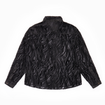 Sheer black wavy velvet textured shirt back