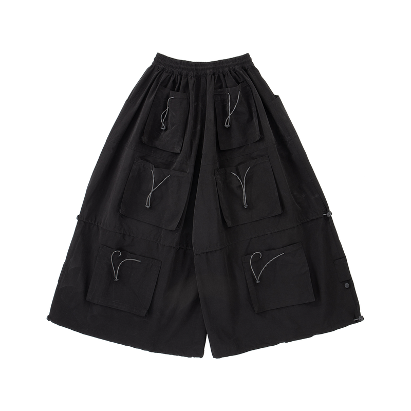 Yemi Cargo Pants – Extra Wide Leg, Multi-Pocket, Midnight