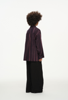 Vertical Stripe Button Up – Deep Burgundy & Rose, Relaxed Fit