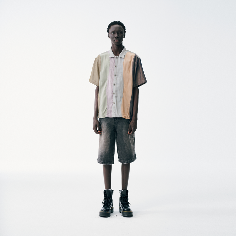 Wave Panel Short Sleeve Shirt – Earth Tone Mix