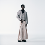 Cropped V-Neck Jacket – Striped Monochrome Twill
