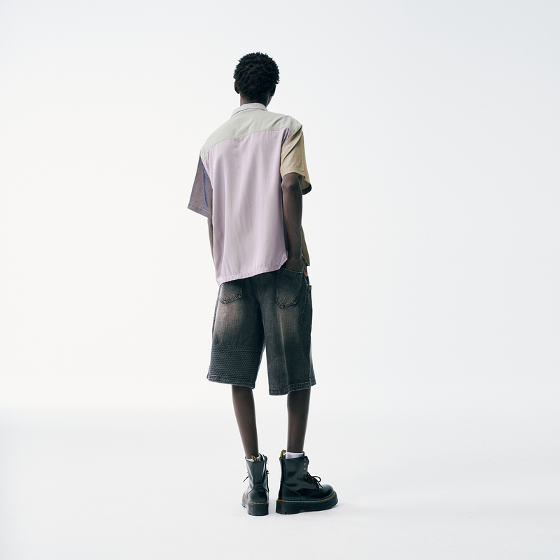 Wave Panel Short Sleeve Shirt – Earth Tone Mix