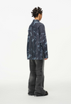 Abstract Indigo Button-Up Shirt – Washed Blue Pattern