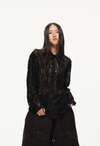 Sheer Wavy Button-Up Shirt - Midnight