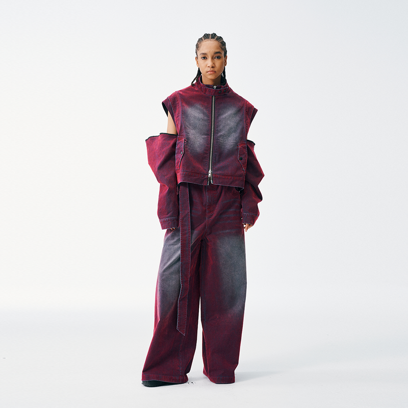 Oil Slick Iridescent Convertible Moto Jacket