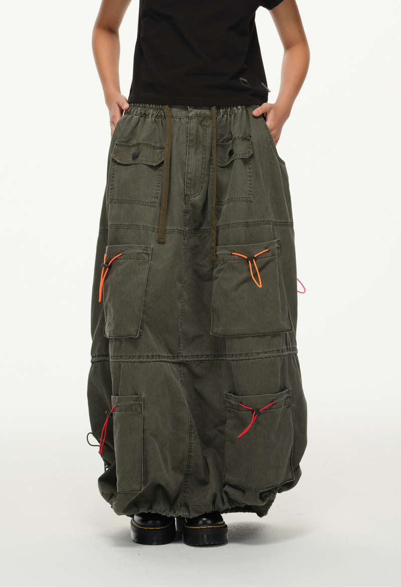 Color Pop Pull-Tie Cargo Skirt