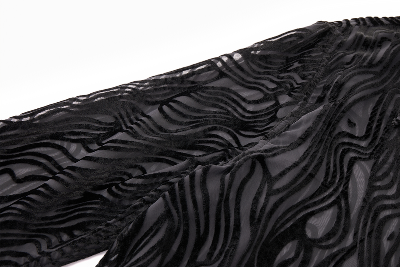 sheer black wavy velvet patter long sleeves