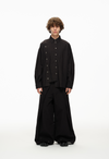 Asymmetrical Split Button Up - Midnight