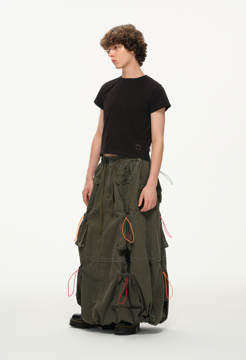 Color Pop Pull-Tie Cargo Skirt