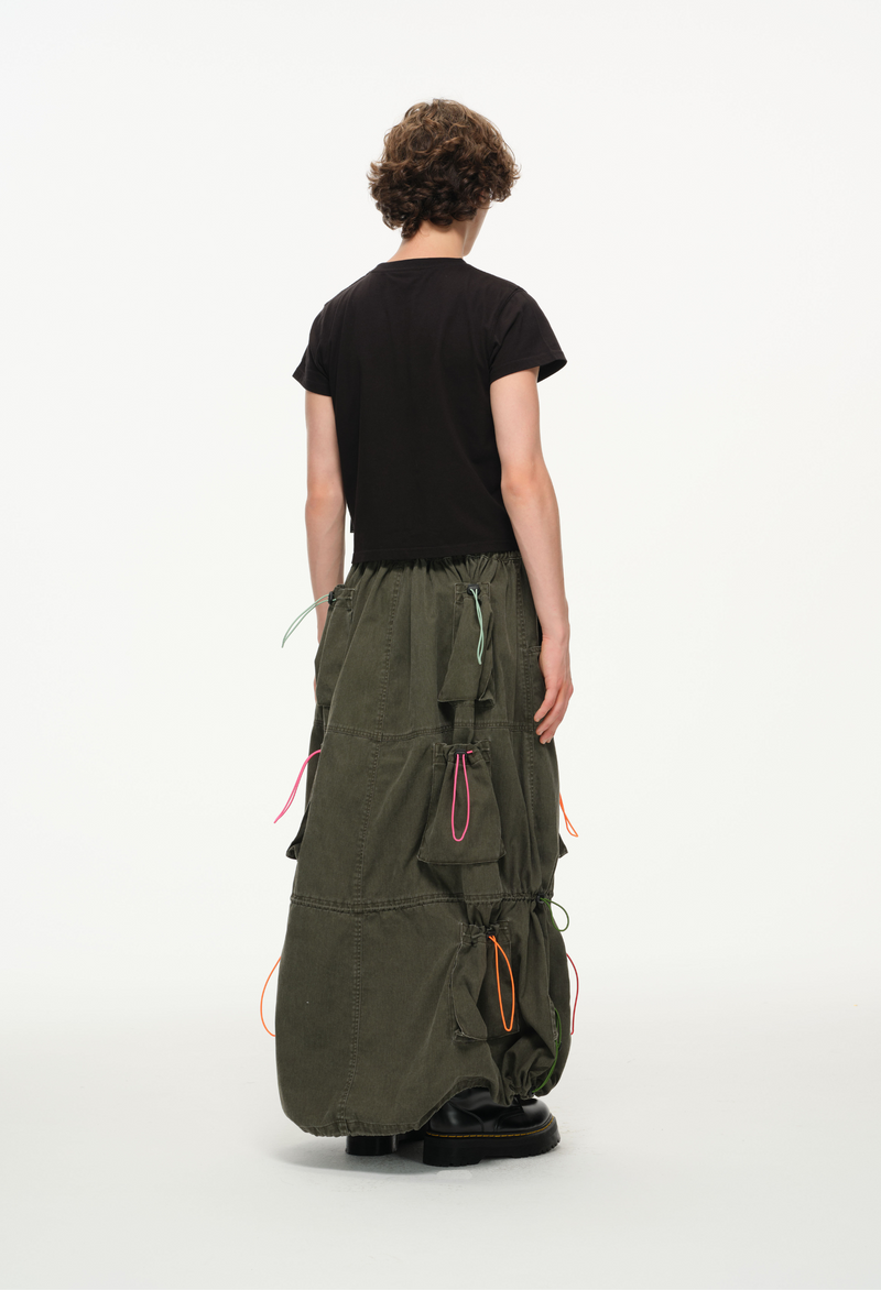 Color Pop Pull-Tie Cargo Skirt