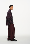 Vertical Stripe Button Up – Deep Burgundy & Rose, Relaxed Fit