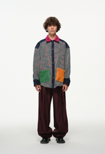 Color-Block Pocket Shirt – Magenta, Green & Mustard