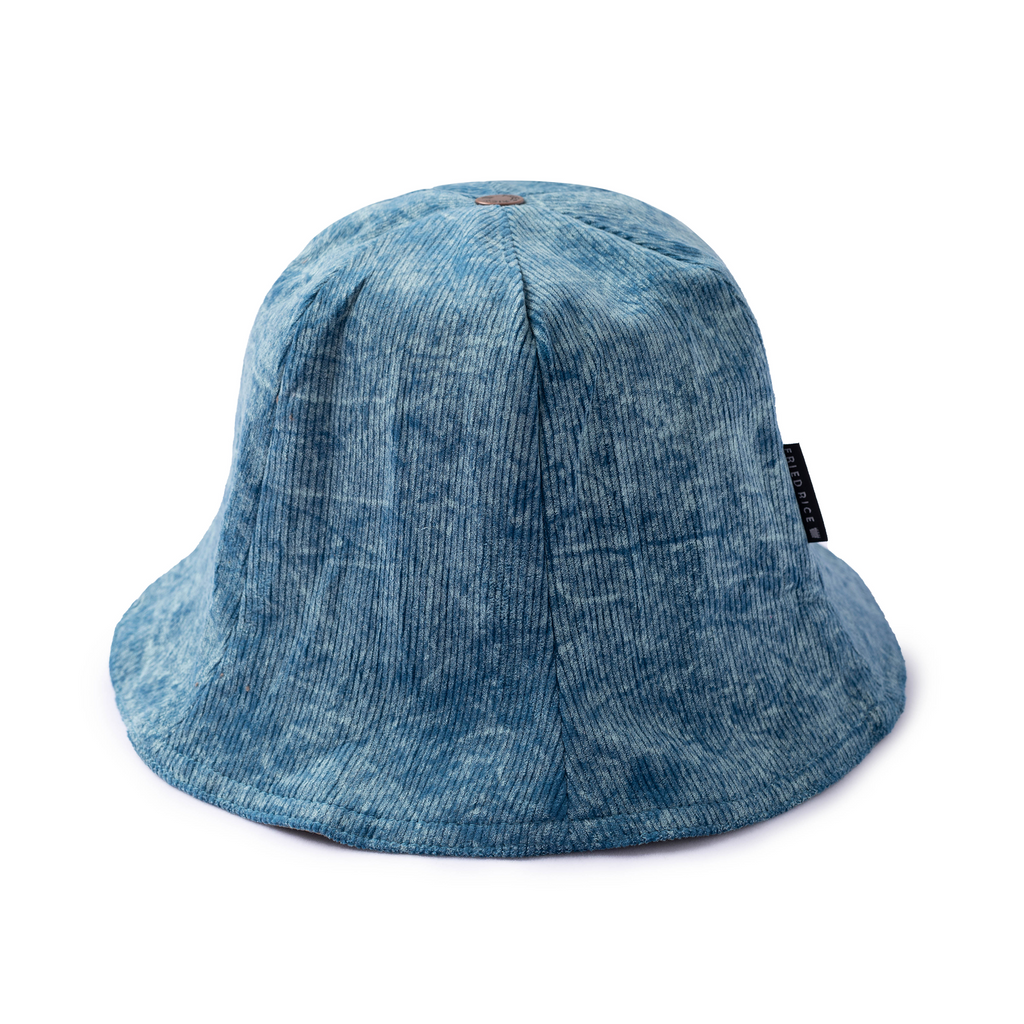 Crushed Velvet lampshade bucket hat - Sky Blue