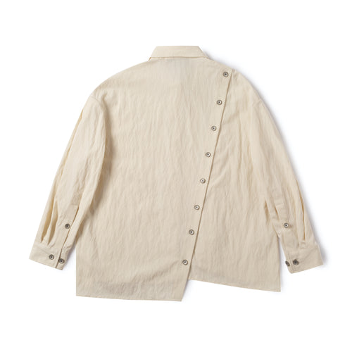 Asymmetrical Split Button Up - Creme