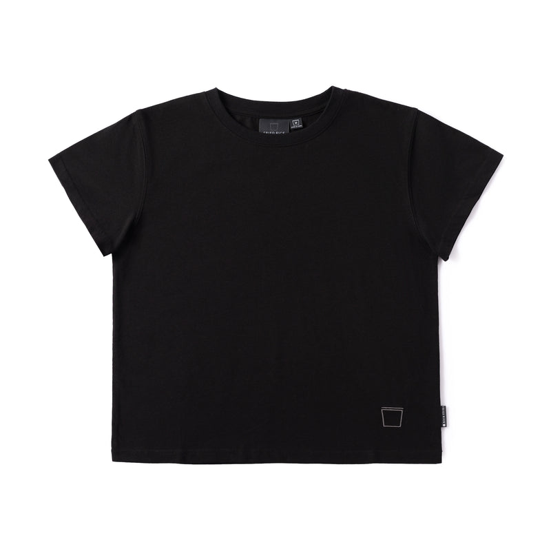 Embroidered Baby Tee - Black