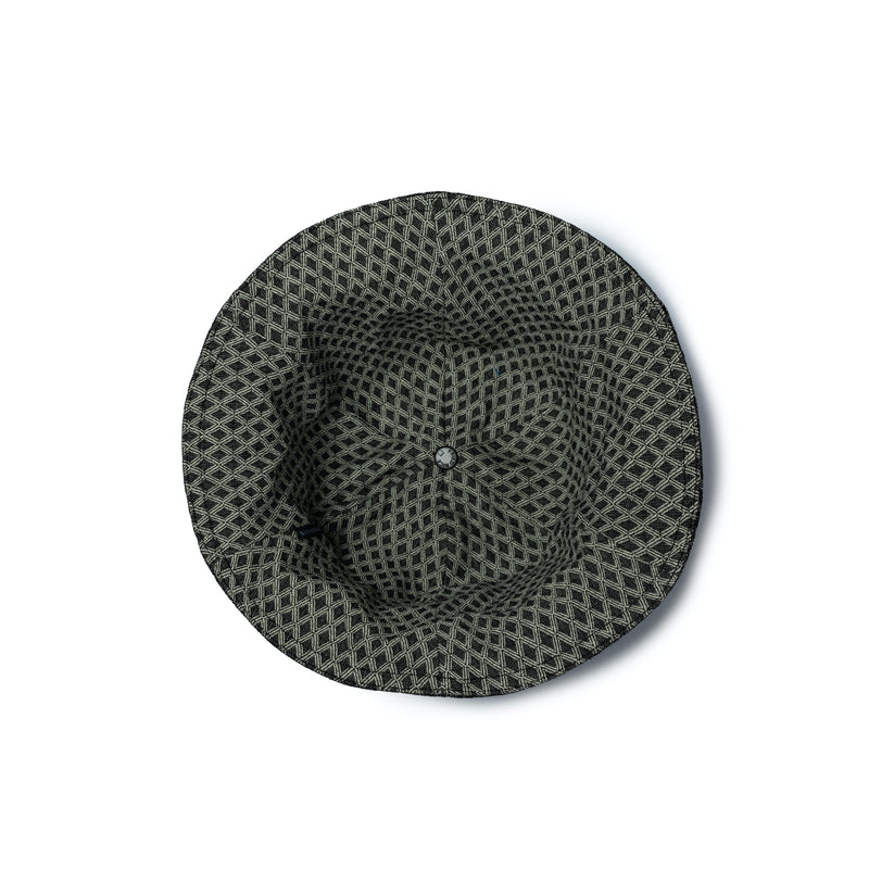 Reversible Lampshade Bucket Hat - Dark Green Chevron