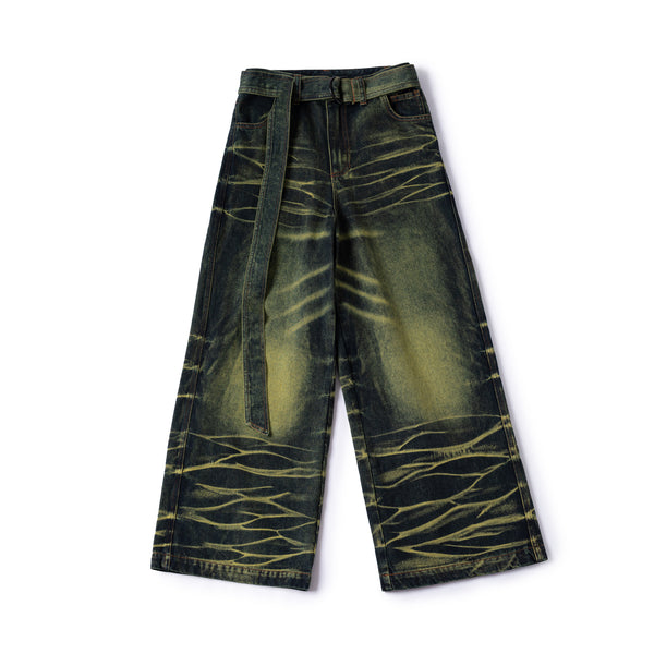 【Raucohouse】Faded relaxed embo denim pants Raucohouse