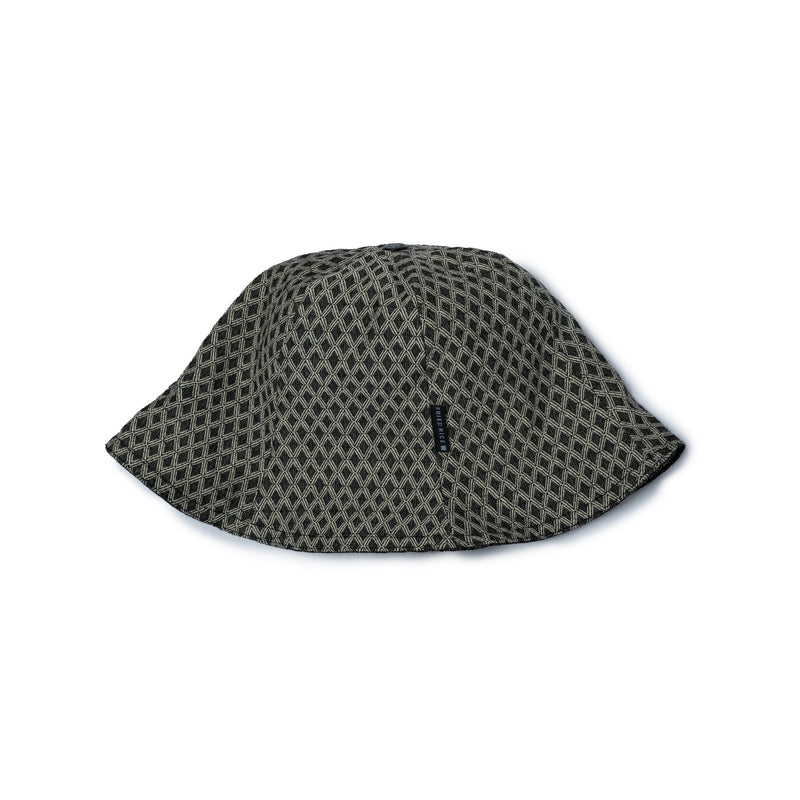 Reversible Lampshade Bucket Hat - Dark Green Chevron