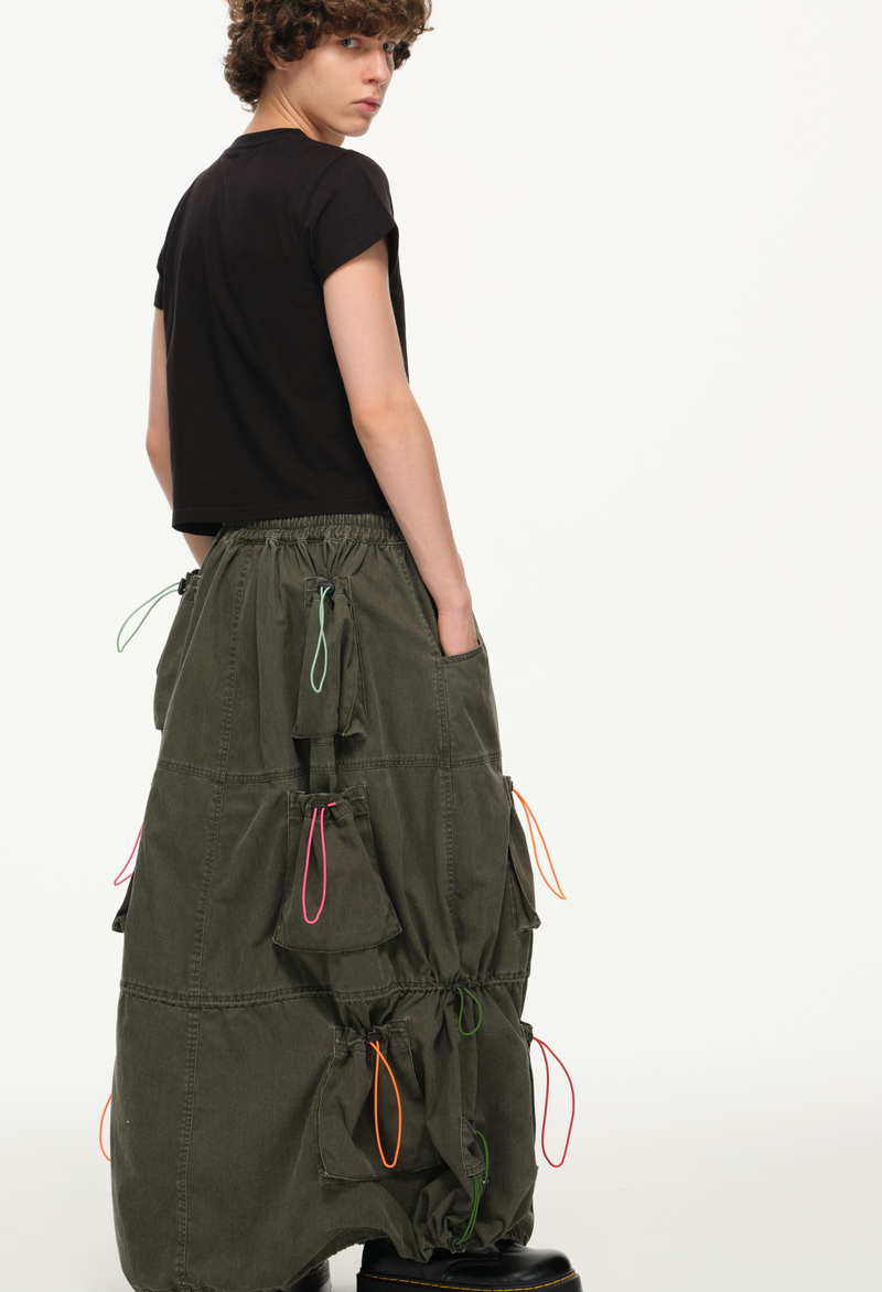 Color Pop Pull-Tie Cargo Skirt