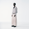 Cropped V-Neck Jacket – Striped Monochrome Twill