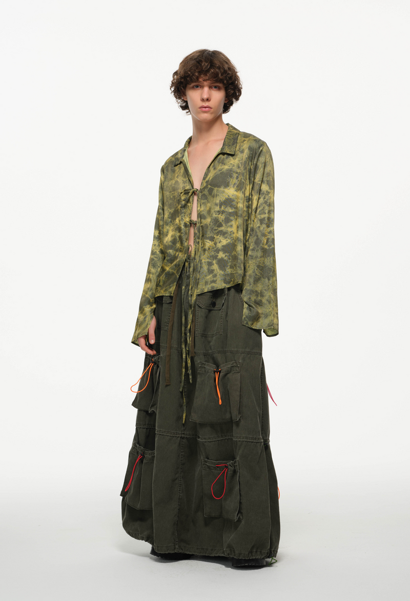 Color Pop Pull-Tie Cargo Skirt