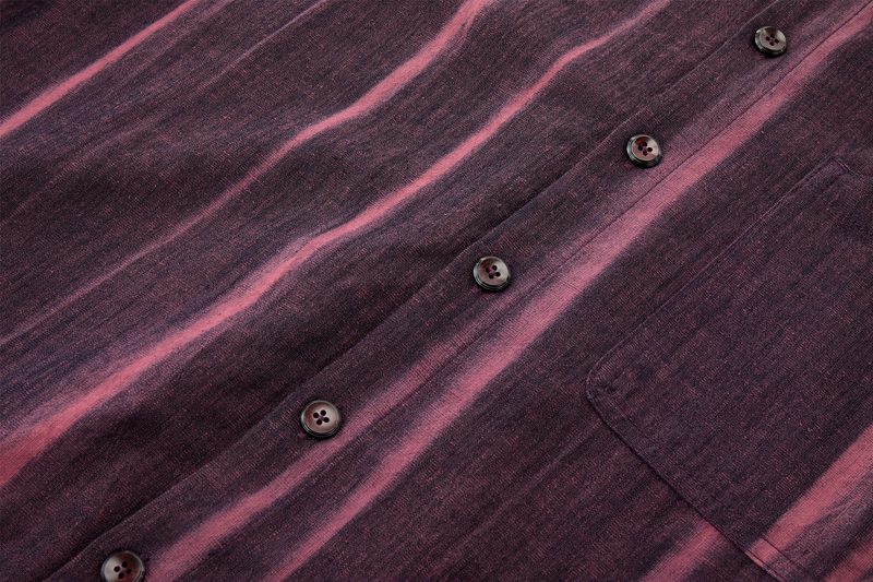 Vertical Stripe Button Up – Deep Burgundy & Rose, Relaxed Fit