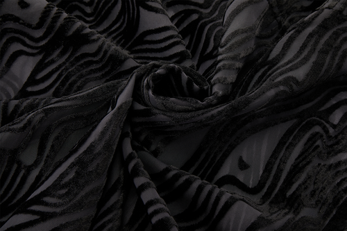 Close-up of black textured fabric with wavy pattern