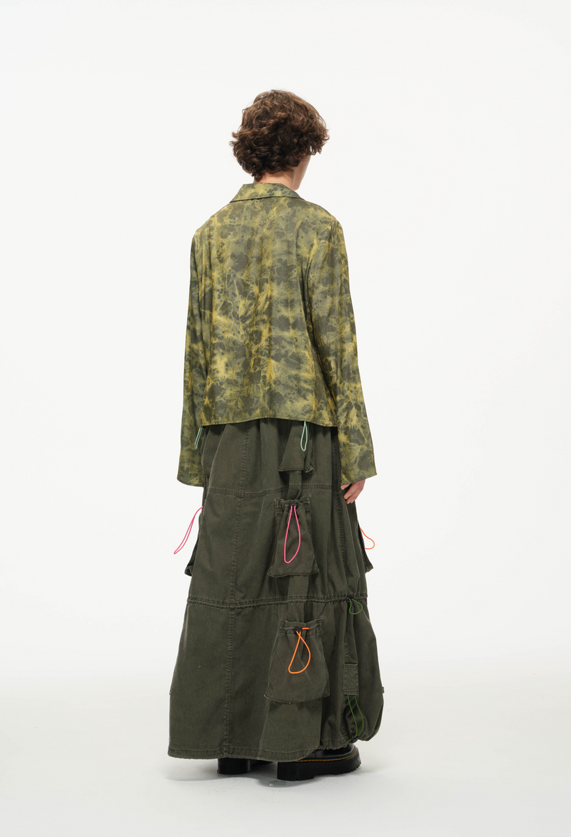 Color Pop Pull-Tie Cargo Skirt