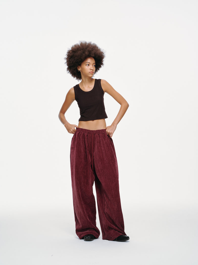 Velour Tracksuit Pants – Deep Rouge