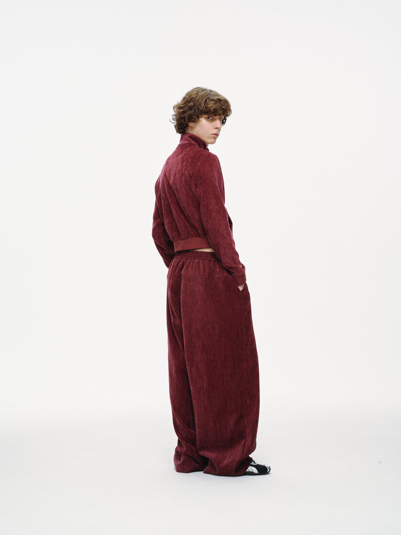 Velour Tracksuit Pants – Deep Rouge