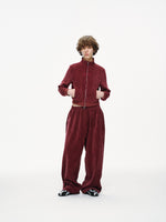 Velour Tracksuit Pants – Deep Rouge
