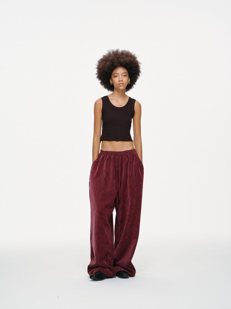Velour Tracksuit Pants – Deep Rouge