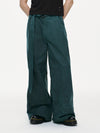 Waxed Wide Leg Pants - Jade Green, Light Wax
