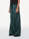 Waxed Wide Leg Pants - Jade Green, Light Wax