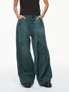Waxed Wide Leg Pants - Jade Green, Light Wax