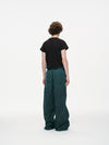Waxed Wide Leg Pants - Jade Green, Light Wax