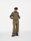 Kota Light Denim Sash Belt Pants – Subtle Washed Brown Camo