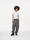 Noa Wrap-Front Pleated Pants – Wrap Around Sash Belt, Grey Pinstripe
