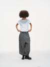 Noa Wrap-Front Pleated Pants – Wrap Around Sash Belt, Grey Pinstripe