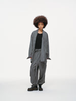 Noa Loose Fit Kimono Blazer – Grey Pinstripe