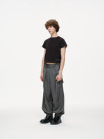 Noa Wrap-Front Pleated Pants – Wrap Around Sash Belt, Grey Pinstripe