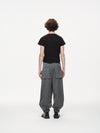 Noa Wrap-Front Pleated Pants – Wrap Around Sash Belt, Grey Pinstripe