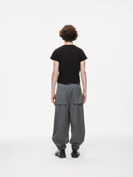 Noa Wrap-Front Pleated Pants – Wrap Around Sash Belt, Grey Pinstripe