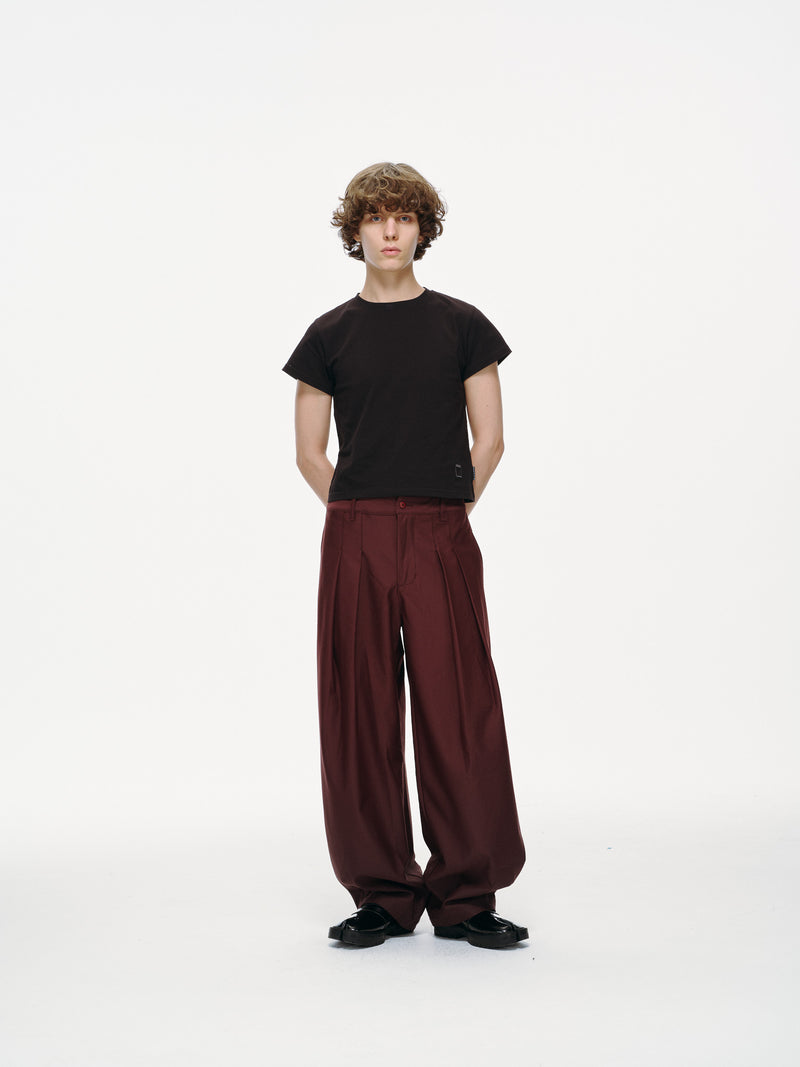 Contour Pleated Trousers – Oxblood, Relaxed Fit