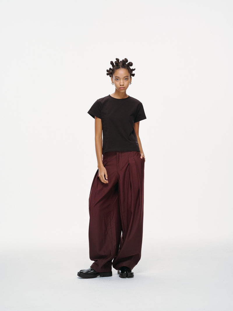 Contour Pleated Trousers – Oxblood, Relaxed Fit