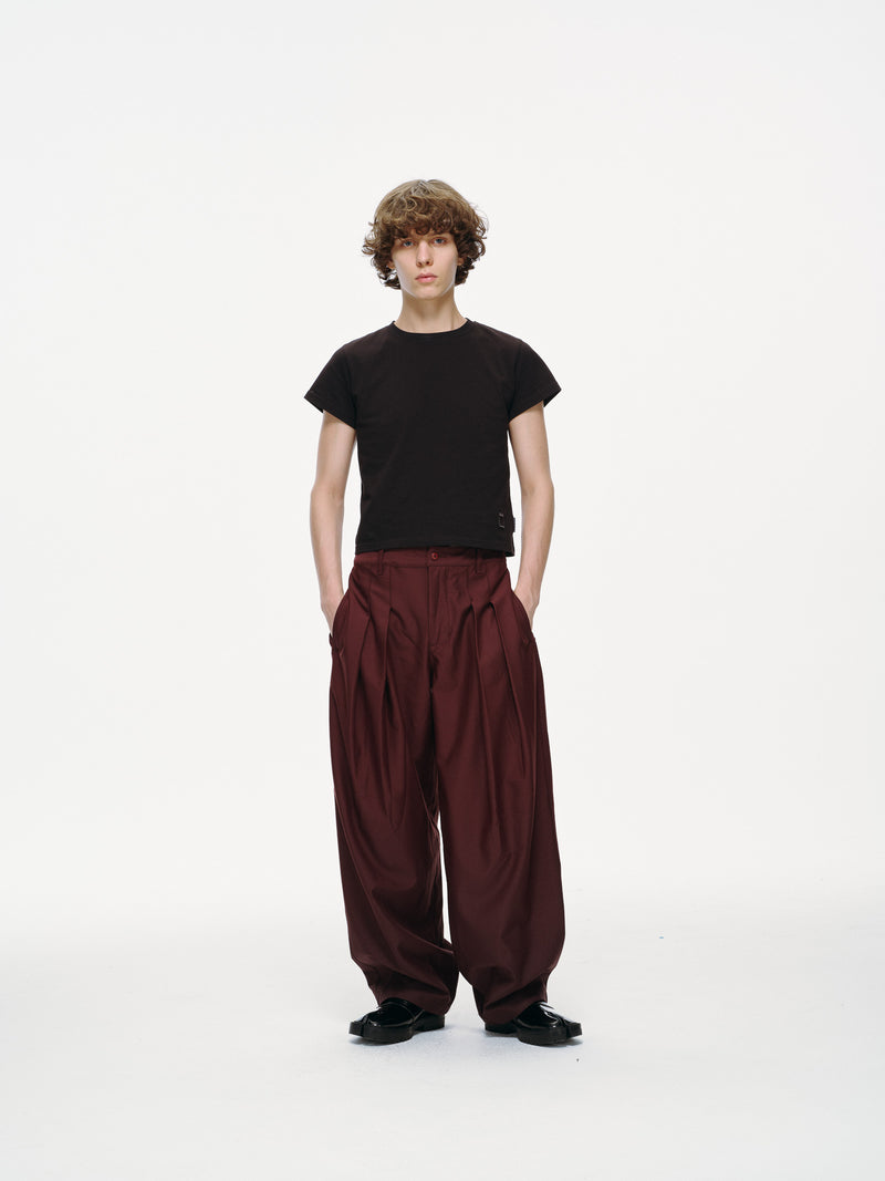 Contour Pleated Trousers – Oxblood, Relaxed Fit