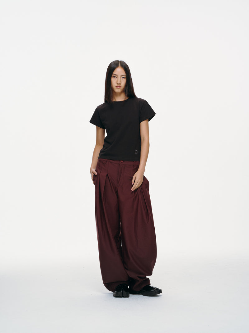 Contour Pleated Trousers – Oxblood, Relaxed Fit