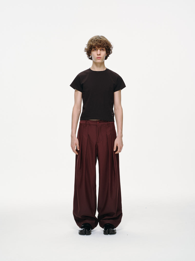 Contour Pleated Trousers – Oxblood, Relaxed Fit